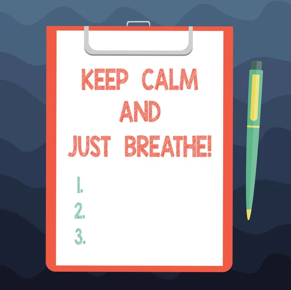 Writing Note Showing Keep Calm Just Breathe Business Photo Showcasing — Stock Photo, Image