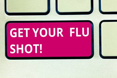 Get Your Flu Shot gösterilen metin işareti. Kavramsal fotoğraf hasta bağışıklama klavye tuşuna basarak tuş takımı fikir bilgisayar ileti oluşturmak için niyet olmak önlemek için bir aşı var.