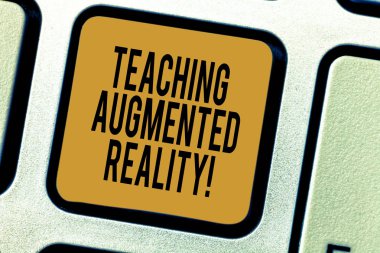 Öğretim Augmented Reality yazma el yazısı metin. Ar apps doğrudan sınıf klavye tuşuna basarak tuş takımı fikir bilgisayar ileti oluşturmak için niyet içinde kullanımı anlam kavramı.