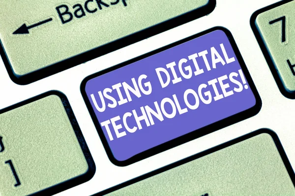 Word writing text Using Digital Technologies. Business concept for use digital information include demonstratingal computer Keyboard key Intention to create computer message pressing keypad idea. — Stock Photo, Image