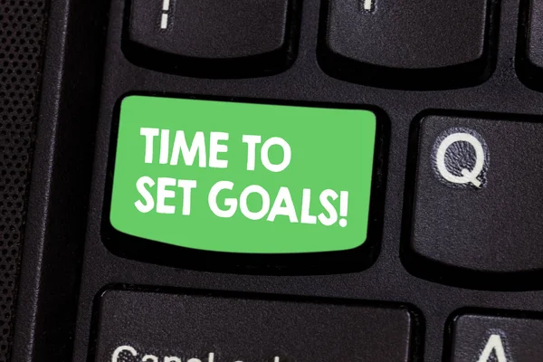 Text sign showing Time To Set Goals. Conceptual photo Desired Objective Wanted to accomplish in the future Keyboard key Intention to create computer message pressing keypad idea. — Stock Photo, Image