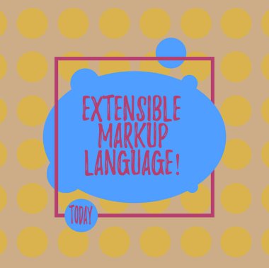 Kavramsal el Genişletilebilir Biçimlendirme Dili gösterilen yazma. Öğe boş Oval fotoğraf Meydanı anahat içinde soyut şekli tanımlamak için etiket kullanın iş fotoğraf metin bilgisayar dili.