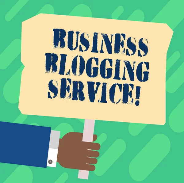 A kézírás szöveg Business Blogging szolgáltatás. Koncepció, ami azt jelenti, egy üzleti Hu elemzés kezében tartja üres színes plakát bottal rövidebb formája sajtótermékeket fotó szöveg tér. — Stock Fotó