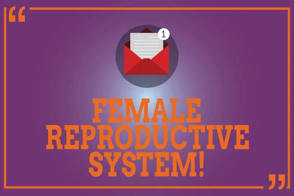 Fogalmi kézi írás, mutatja a női reprodukciós rendszert. Üzleti fénykép szöveg felelős a reprodukciós új utódok nyitott boríték papír E-mail üzenet belső idézőjel. — Stock Fotó