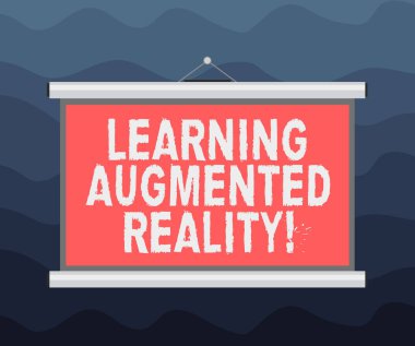 Öğrenme Augmented Reality gösterilen Not yazma. Çevre vitrine iş fotoğraf öğrenci taşınabilir duvara projeksiyon perdesi giriş konferans sunum için uyum sağlar.