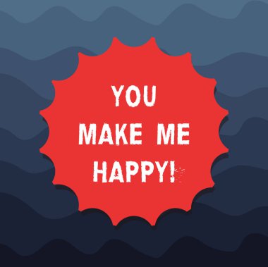 Sen yapmak beni mutlu gösterilen Not yazma. Zevk ve keyif için etiket amblemi Monogram pul Top kalite gölgeli boş mühür verir bir şey ya da kimse vitrine iş fotoğraf.