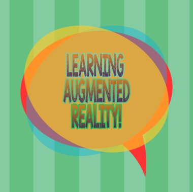 Metin yazma öğrenme Augmented Reality kelime. İş kavramı ortamı için öğrenci boş konuşma balonu fotoğraf ve yığın, şeffaf daire üst üste giriş için uyum sağlar..