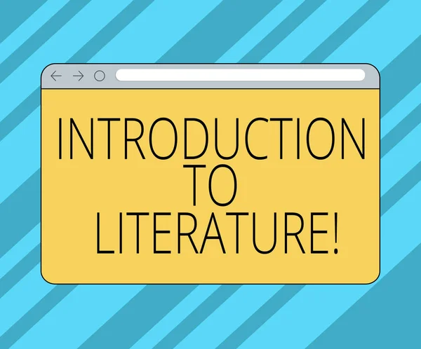 Text sign showing Introduction To Literature. Conceptual photo Collegepreparatory composition course Monitor Screen with Forward Backward Progress Control Bar Blank Text Space.