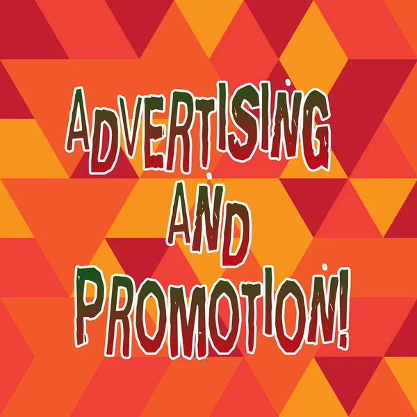 Word writing text Advertising And Promotion. Business concept for Actions to stimulate customers to buy right now Stained Glass Effect photo Geometric Shape Blank Copy Space for Poster Ads.