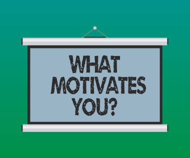 El yazısı metin marik ne motive eder. Soran ne yaptırır nedeni anlam kavramı konferans sunum için boş duvara asılmış projeksiyon ekran taşınabilir yapmak.