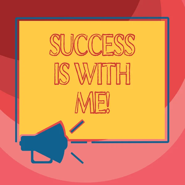 Text sign showing Success Is With Me. Conceptual photo Be optimistic pursue of good results successful Megaphone Sound icon Outlines Blank Square Loudspeaker Text Space photo.