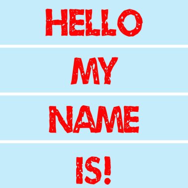 Merhaba benim isim şu ki kavram anlam için yeni kendinizi tanıtan yazma el yazısı metin işçi sunu dikdörtgen renk etiket şeritler boş metin alanı sunu posterler için gösterilen.