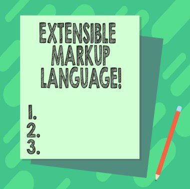 Metin yazma Genişletilebilir Biçimlendirme Dili kelime. İş kavramı etiketi öğe yığın boş farklı Pastel renk inşaat Bond kağıt ve kalem tanımlarken kullanmak bilgisayar dili için.