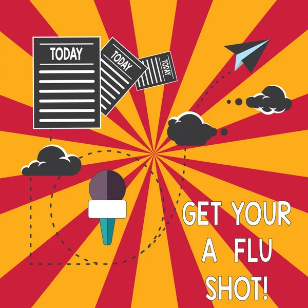 Écriture conceptuelle montrant Get Your A Griu Shot. Présentation de photos d'affaires Avoir une vaccination pour éviter d'être malade immunisation Information Passage à travers le Cloud Hébergement Livraison rapide des données . — Photo