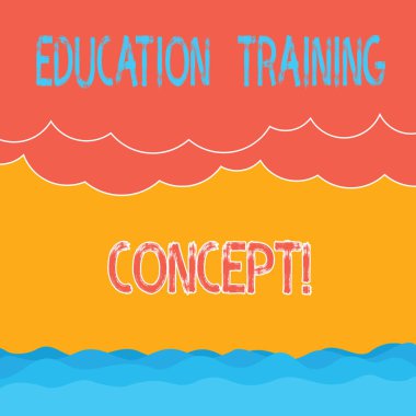 Eğitim eğitim kavramı gösterilen metin işareti. Kavramsal fotoğraf hareket bir gösteren noktalı resim dalga ve kabarık ağır bulut deniz manzarası doğal boş metin alanı olan belirli becerileri inculcating of.