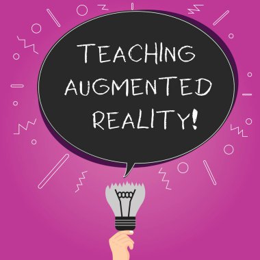 Metin yazma öğretim Augmented Reality kelime. İş kavramı Ar apps doğrudan sınıfta boş Oval renk konuşma balonu yukarıda bir kırık ampul fikir başarısız simgesi ile kullanımı için.