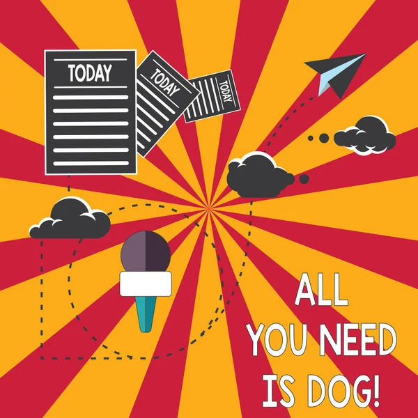 Pisanie, Wyświetlono wszystkie możesz potrzebować jest pies pojęciowy ręcznie. Biznesowe zdjęcie prezentujący dostać pewien szczeniak być szczęśliwszy miłośników psów cute zwierząt przekazywanie informacji za pośrednictwem Cloud Hosting szybkie dostarczanie danych. — Zdjęcie stockowe