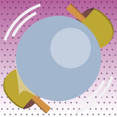 Masa Tenisi raketi vurdu hareketli iplik pingpong topu closeup görünümü reklam için düz tasarım iş vektör çizim boş şablon esp izole Minimalist grafik düzeni şablonu