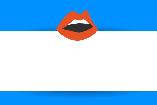 Flat design business Vector Illustration Empty copy space text for Ad website promotion esp isolated Modèle de bannière Sensually Parted Red Lips showing Teeth Open Mouth wearing Lipstick — Image vectorielle