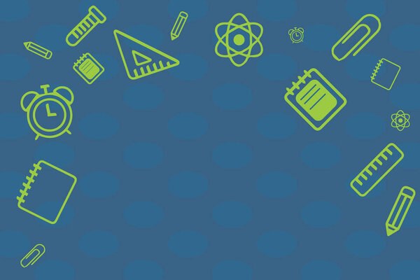 Flat design business Vector Illustration concept Empty copy space modern abstract background Geometric element School Supplies scattered on the upper and side border with center space