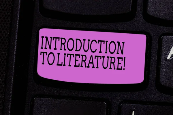 Word writing text Introduction To Literature. Business concept for Collegepreparatory composition course Keyboard key Intention to create computer message pressing keypad idea.