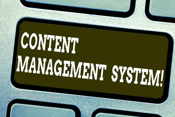 Word writing text Content Management System. Business concept for Manages creation and reform of digital content Keyboard key Intention to create computer message pressing keypad idea.