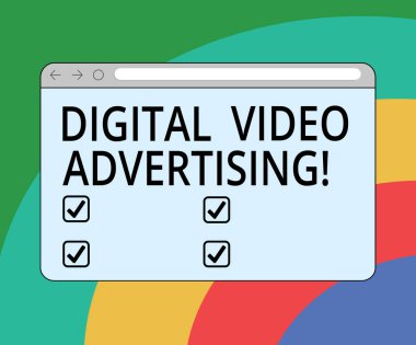 Kavramsal el Dijital Video reklam gösterilen yazma. İş fotoğraf metin meşgul kitle ilerleme kontrol çubuğu boş metin alanı ile video içerik monitör ekran şeklinde.