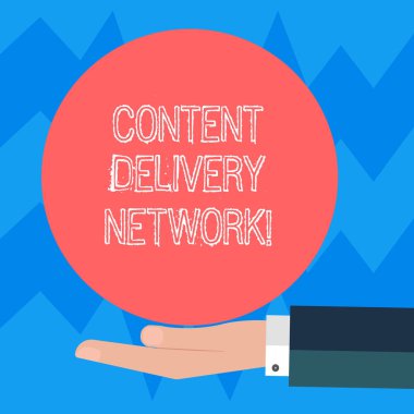 İçerik dağıtım ağı gösterilen metin işareti. Kavramsal fotoğraf coğrafi olarak dağınık ağ proxy sunucuları Hu analiz el takım boş düz renk sunan daire Logo posterler için.