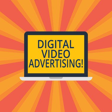 Dijital Video reklam gösterilen metin işareti. Kavramsal fotoğraf meşgul seyirci video içerik Laptop Monitör kişisel bilgisayar aygıt Tablet boş ekran metin alanı için şeklinde.