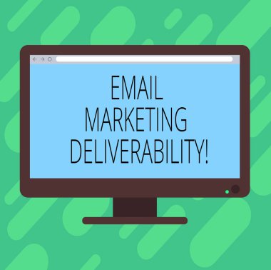 Kavramsal el e-posta pazarlama Deliverability gösterilen yazma. Aboneleri boş bilgisayar monitör renk ekran monte ilerleme çubuğu ile iş fotoğraf metin yeteneği sunmak için e-postaları.