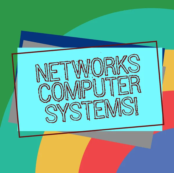 Text sign showing Networks Computer Systems. Conceptual photo Devices link together to facilitate communication Pile of Blank Rectangular Outlined Different Color Construction Paper. — Stock Photo, Image