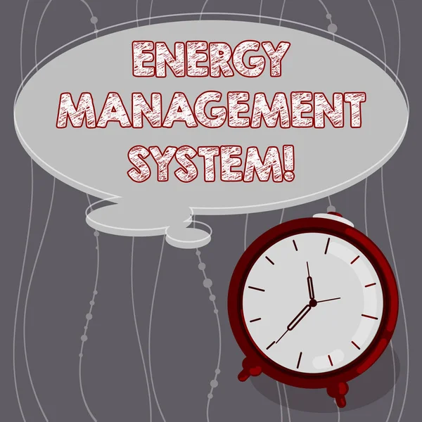 Signo de texto que muestra el Sistema de Gestión de Energía. Foto conceptual Utilizar para monitorear el perforanalysisce de la generación del sistema Color en blanco Pensamiento Discurso Burbuja con contorno y alarma Reloj foto . —  Fotos de Stock