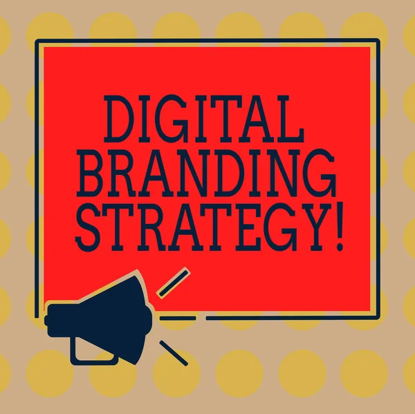 Word writing text Digital Branding Strategy. Business concept for develop a brand over a range of digital venues Megaphone Sound icon Outlines Blank Square Loudspeaker Text Space photo.