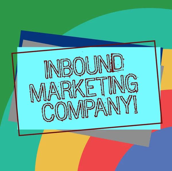 Text sign showing Inbound Marketing Company. Conceptual photo marketing agency that helps companies grow Pile of Blank Rectangular Outlined Different Color Construction Paper.