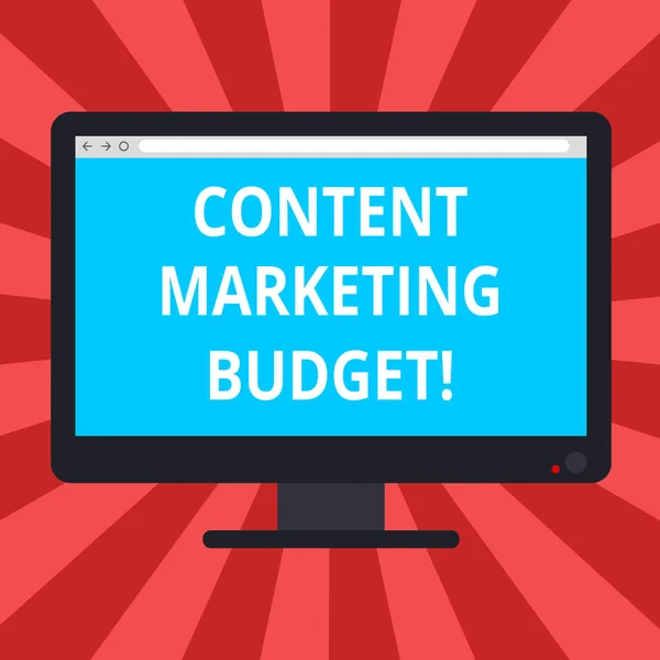 Conceptual hand writing showing Content Marketing Budget. Business photo text Promotional costs over a certain period of time Blank Computer Monitor Color Screen Mounted with Progress Bar.