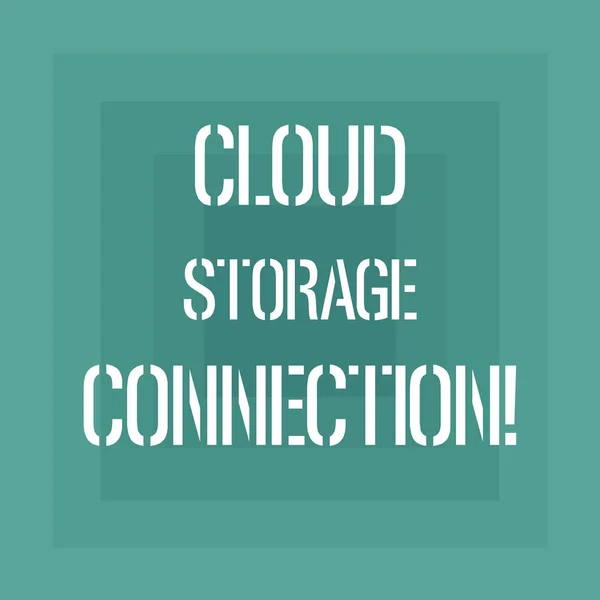 Text znamení ukazující Cloud Storage připojení. Konceptuální fotografie uložené data na vzdáleném serveru přistupovat z Internetu geometrické obrazce více polotónů čtverečky překrytí jako tunel Foto. — Stock fotografie