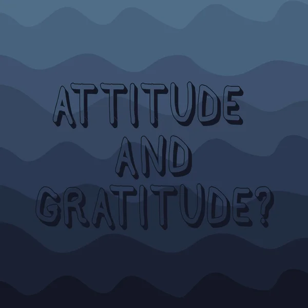 態度と Gratitudequestion を書く手書き文字。概念の意味表現感謝の気持ちと感謝波フォト ポスター広告カード用マルチ トーン色コピー スペース. — ストック写真