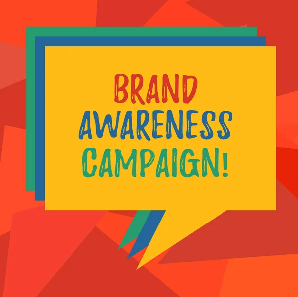 Word Writing Text Brand Awareness Kampagne. Geschäftskonzept dafür, wie bewusst die Verbraucher mit Ihren Produkten Stapel von Sprechblase verschiedener Farbe leer bunt gestapelt Text Ballon. — Stockfoto