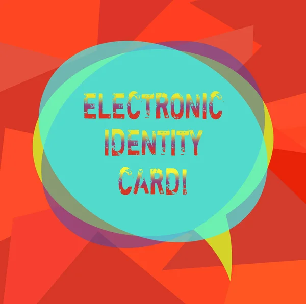 Text sign showing Electronic Identity Card. Conceptual photo digital solution for proof of identity of citizens Blank Speech Bubble photo and Stack of Transparent Circle Overlapping.