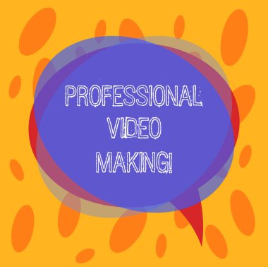 Kavramsal el profesyonel Video yapma gösterilen yazma. İş fotoğraf metin film görüntüleri dijital olarak bir uzman boş konuşma balonu fotoğraf ve yığın of Circle örtüşen tarafından kaydedilen.