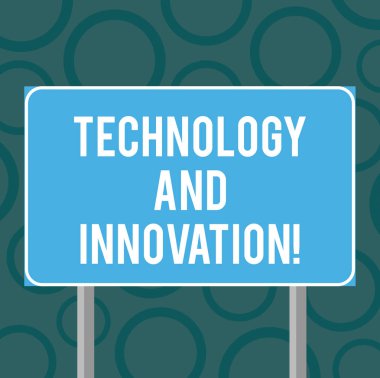 Teknoloji ve yenilik gösterilen Not yazma. Teknolojik değişiklikler iki bacak ve anahat ile ürün ve hizmetler boş açık renk tabelasını fotoğrafın vitrine iş fotoğraf.