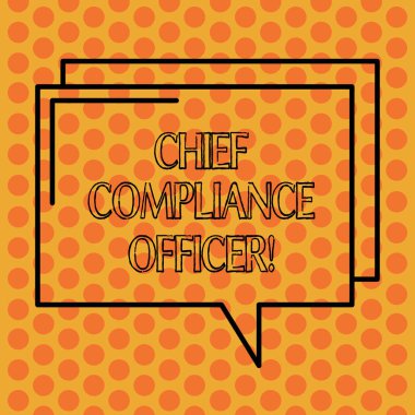 Chief Compliance Officer gösterilen Not yazma. İş fotoğraf vitrine kurumsal uyum programı dikdörtgen anahat saydam çizgi konuşma balonu fotoğraf boşluk denetler.