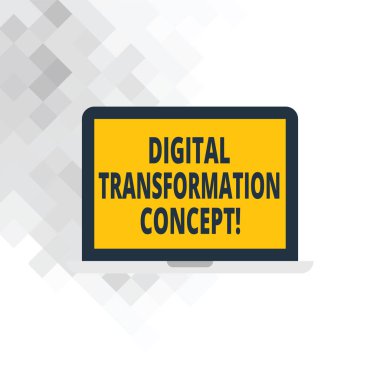 Dijital dönüşüm kavramı gösterilen Not yazma. Dijital teknoloji Laptop Monitör kişisel bilgisayar Tablet ekran metin alanı Going kağıtsız kullanımı vitrine iş fotoğraf.