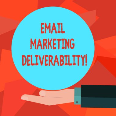 Word metin e-posta pazarlama Deliverability yazma. İş kavramı için Logo posterler için aboneleri Hu analiz el takım boş düz renk sunan daire içinde e-postaları sunmak yetenek.