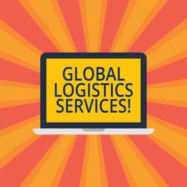 Global Lojistik hizmetler gösterilen metin işareti. Kavramsal fotoğraf kritik bileşenleri tedarik zincirinin Laptop Monitör kişisel bilgisayar aygıt Tablet boş ekran metin alanı için bağlanır..