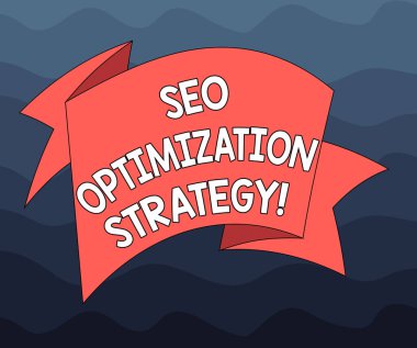 SEO optimizasyon stratejisi gösterilen Not yazma. Bir Web sitesi s düzenleme işlemi vitrine iş fotoğraf olduğunu içerik Folded kutlama için 3d şerit şerit katı renk boş kuşak fotoğraf.