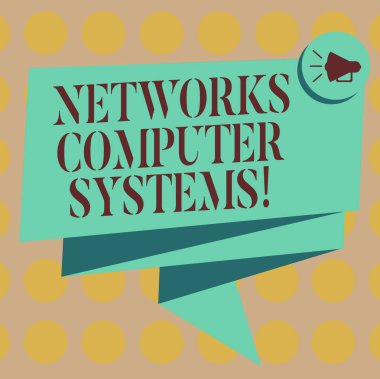 Yazma metin ağları bilgisayar sistemleri kelime. İş kavramı aygıtları bağlantının birlikte iletişimi kolaylaştırmak 3d şerit kanat megafon konuşma balonu fotoğraf kutlama için katlanmış.