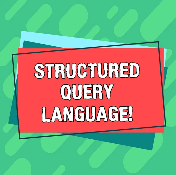 Metin yazma yapılandırılmış sorgu dili kelime. İlişkisel veritabanı yığın boş dikdörtgen özetlenen farklı renk inşaat kağıt için bilgisayar dil için iş kavramı. — Stok fotoğraf
