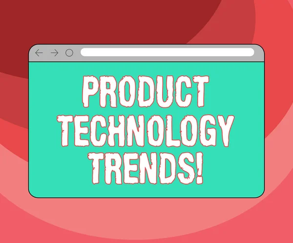Text sign showing Product Technology Trends. Conceptual photo Readily accepted in the market Becoming popular Monitor Screen with Forward Backward Progress Control Bar Blank Text Space.