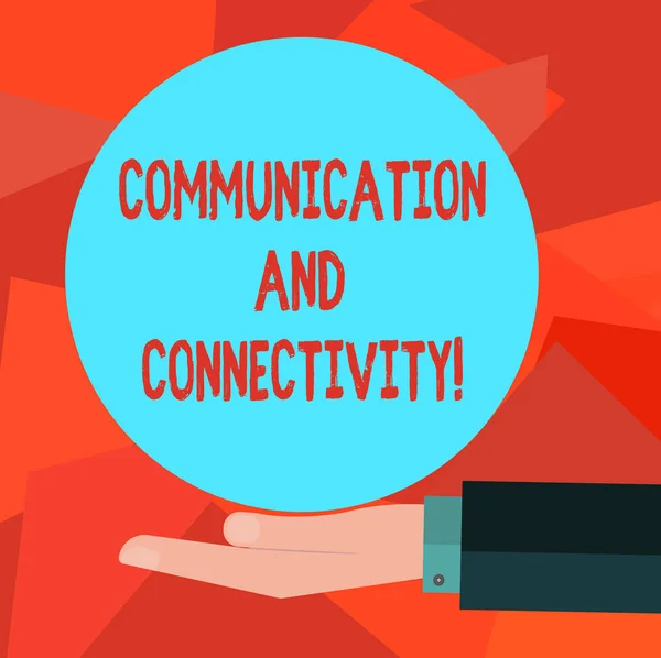 Word writing text Communication And Connectivity. Business concept for social connections through network systems Hu analysis Hand in Suit Offering Blank Solid Color Circle for Logo Posters. — Stock Photo, Image